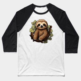 Cute Sloth Hanging Out Baseball T-Shirt